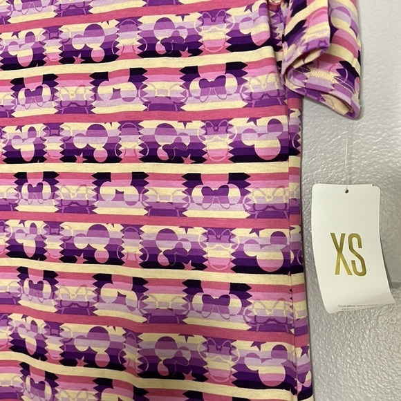 NEW LuLaRoe DISNEY JULIA DRESS Mickey Minnie Mouse Stripes Pink Purple nwt XS - Picture 2 of 5